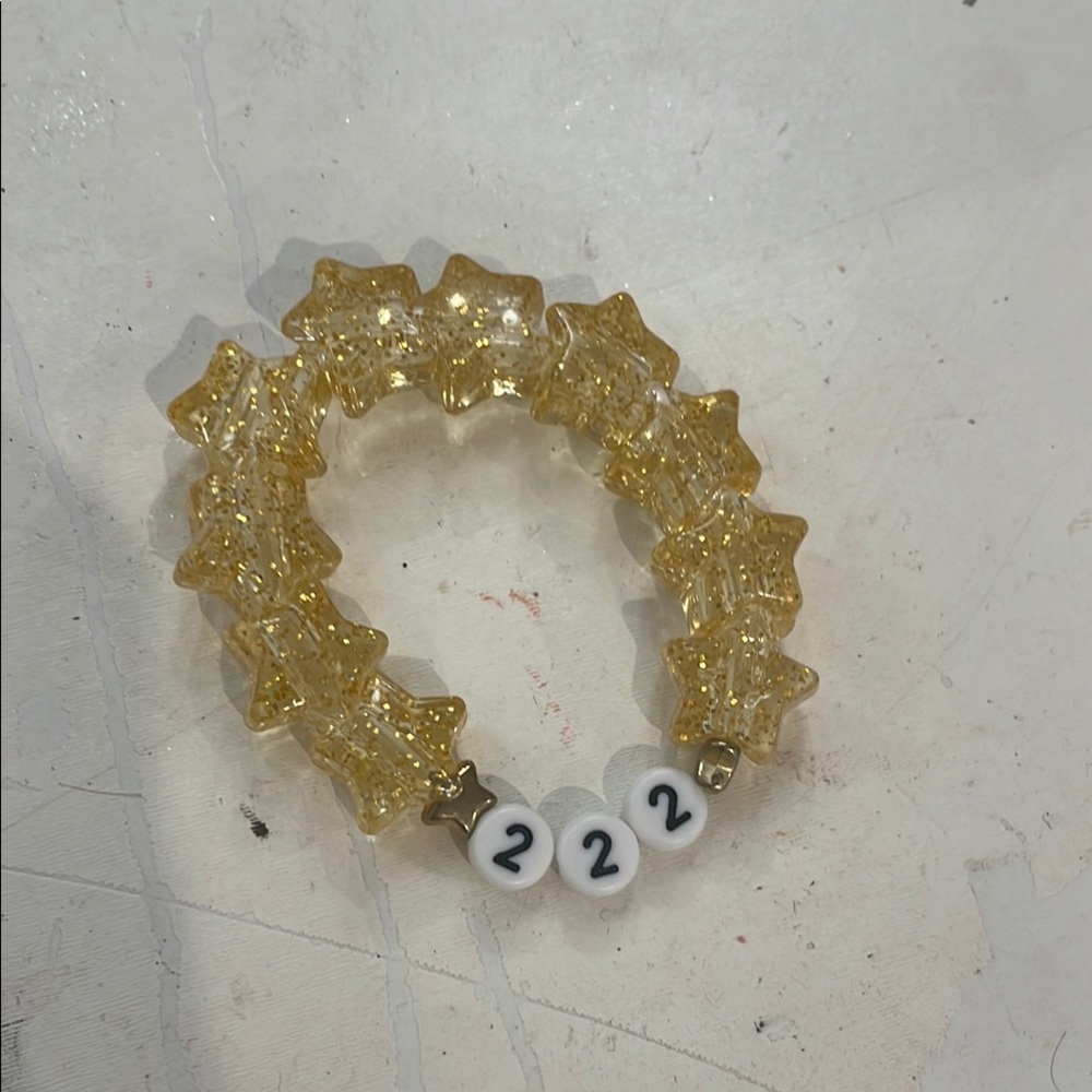 222 Angle Number Gold Star Beaded Bracelet